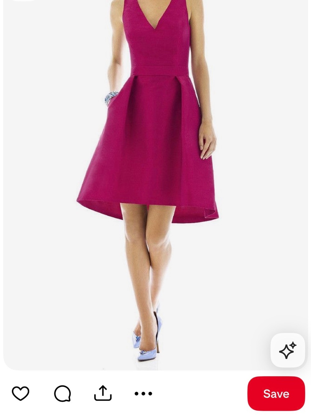 ALFRED SUNG Sangria High-Low V-Neck Skirt Dress style D586